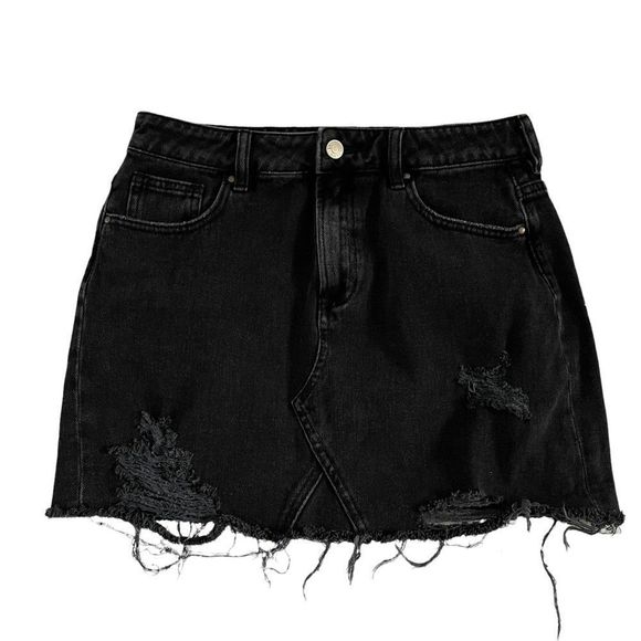 EUC Pacsun Distressed Black Jean Skirt - Picture 2 of 16